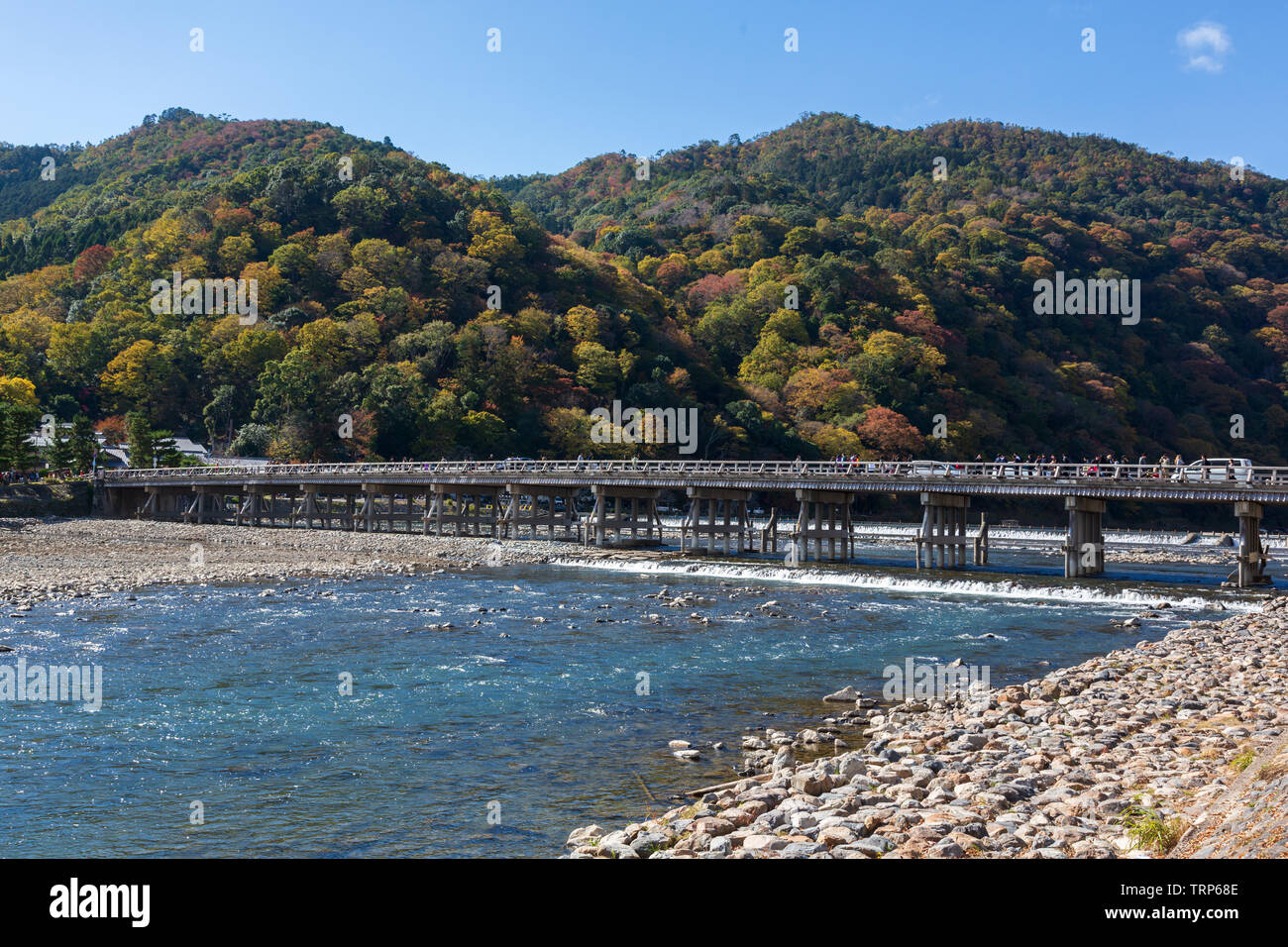 Togetsukyo Bridge, Arashiyama, Kyoto, Japan Stock Photo