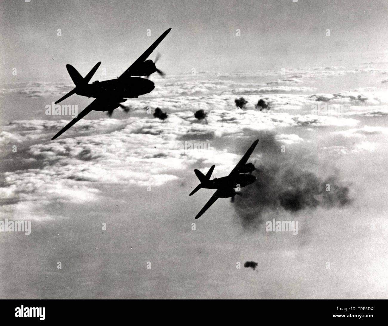 B29 Mauraders Flying over Normandy, June 1944 Stock Photo