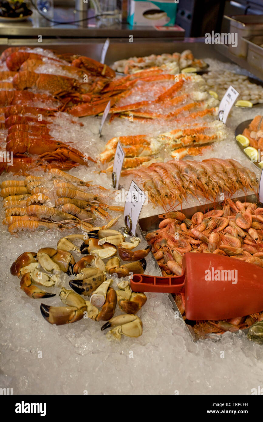 Fish market in Target St, Bergen, Norway Stock Photo