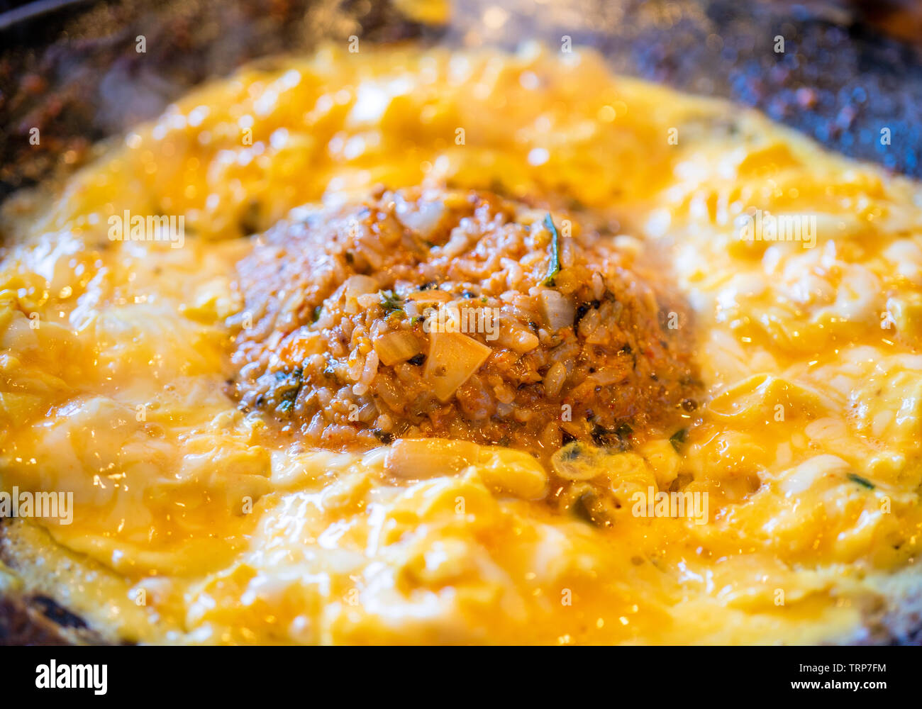 Volcano Rice Korean Delicious volcanic shaped fried rice with egg and spicy sauce, pork and ...