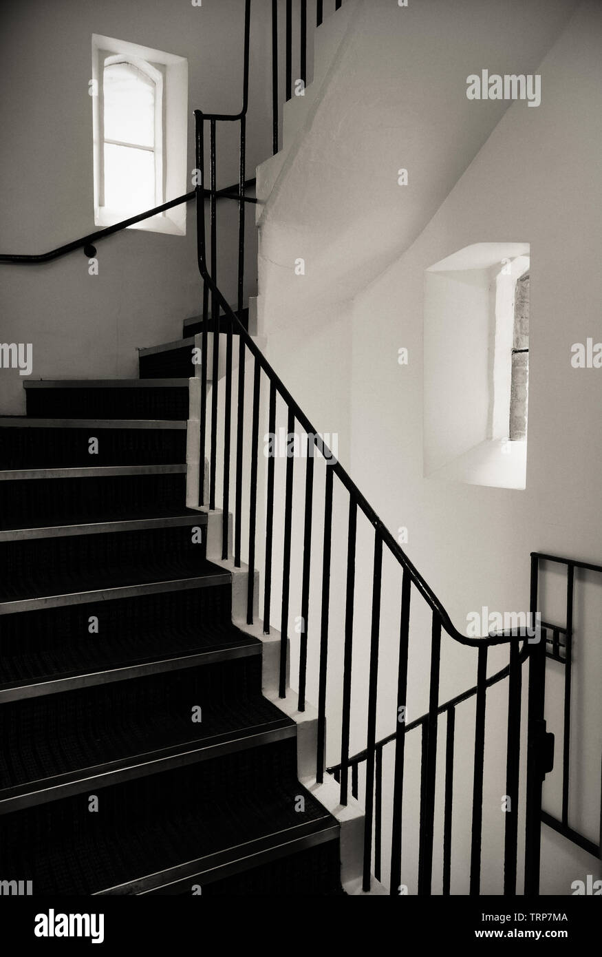 Black and white photo of staircase hi-res stock photography and images ...