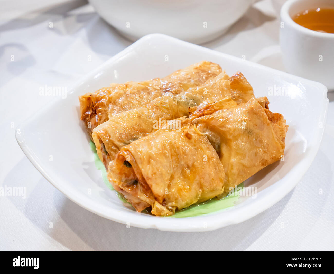 Delicious dim sum, famous cantonese food in asia Fried bean curd