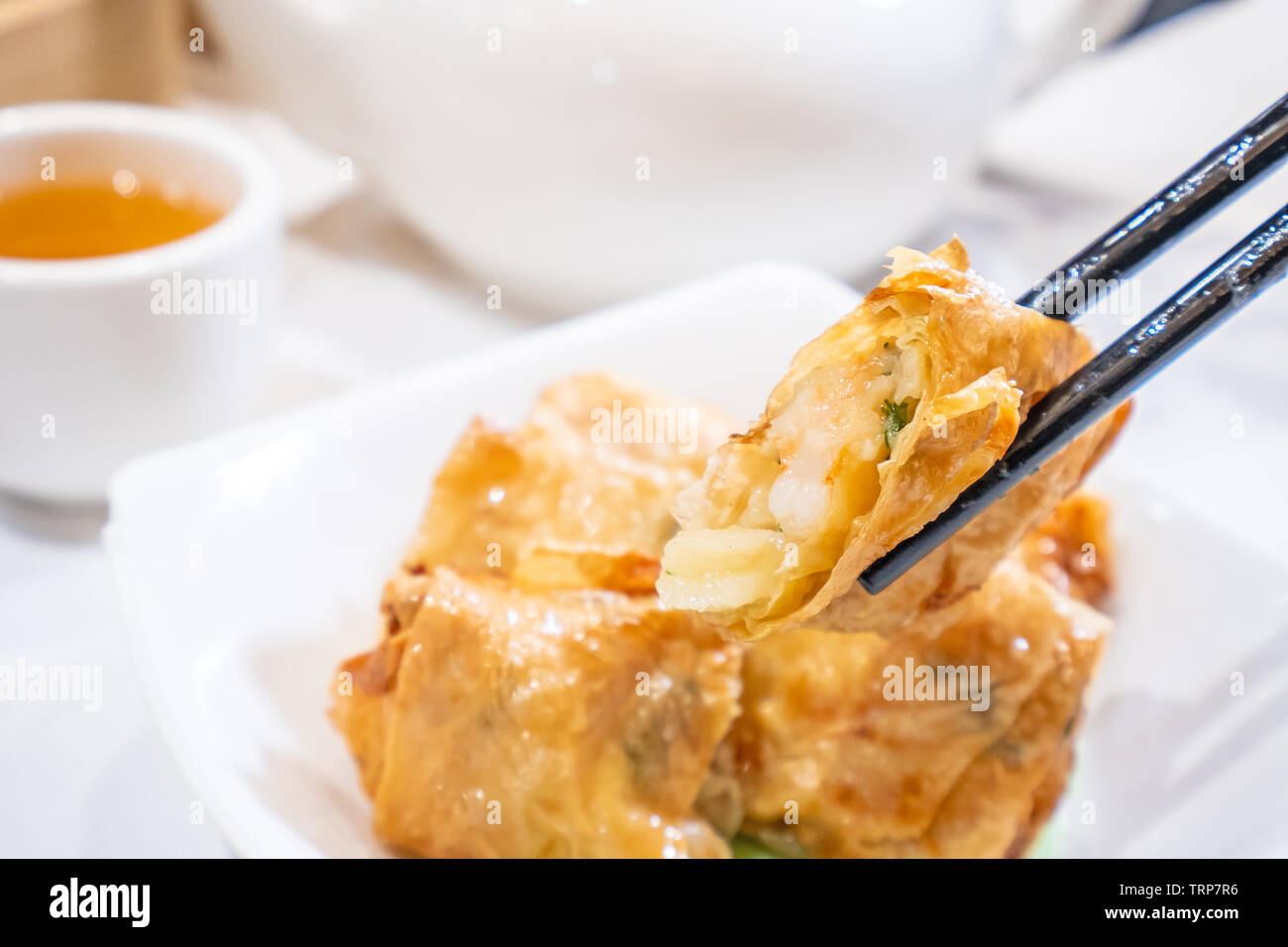 Delicious dim sum, famous cantonese food in asia Fried bean curd