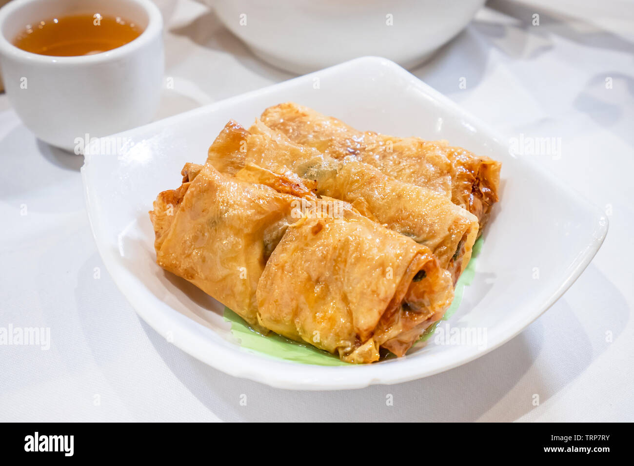 Delicious dim sum, famous cantonese food in asia Fried bean curd