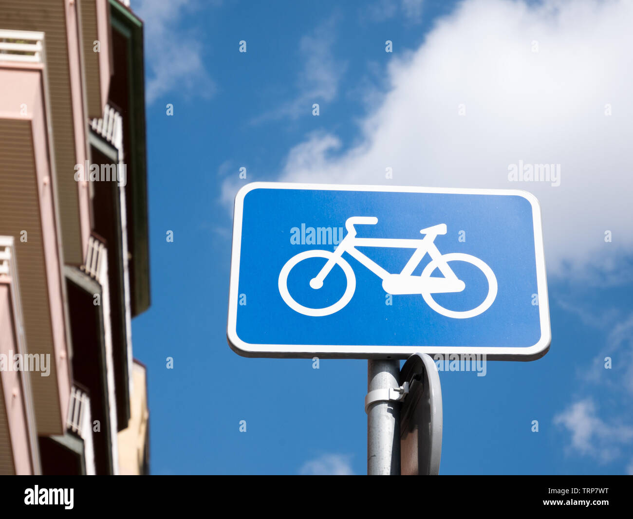 Blue Bicycle Signs Stock Photo Alamy