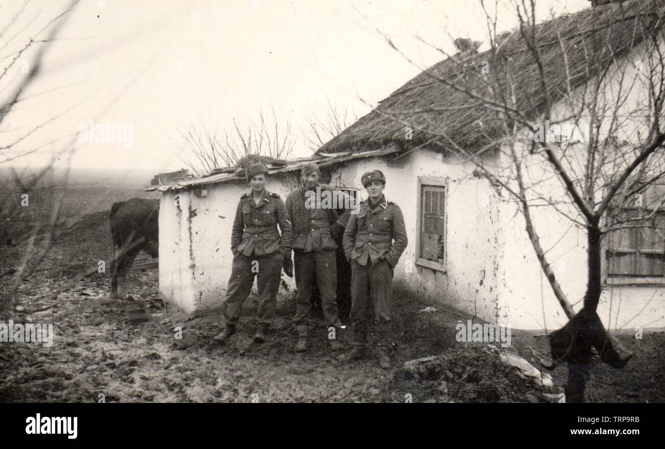 Leibstandarte men in the winter of 1941/42 Stock Photo