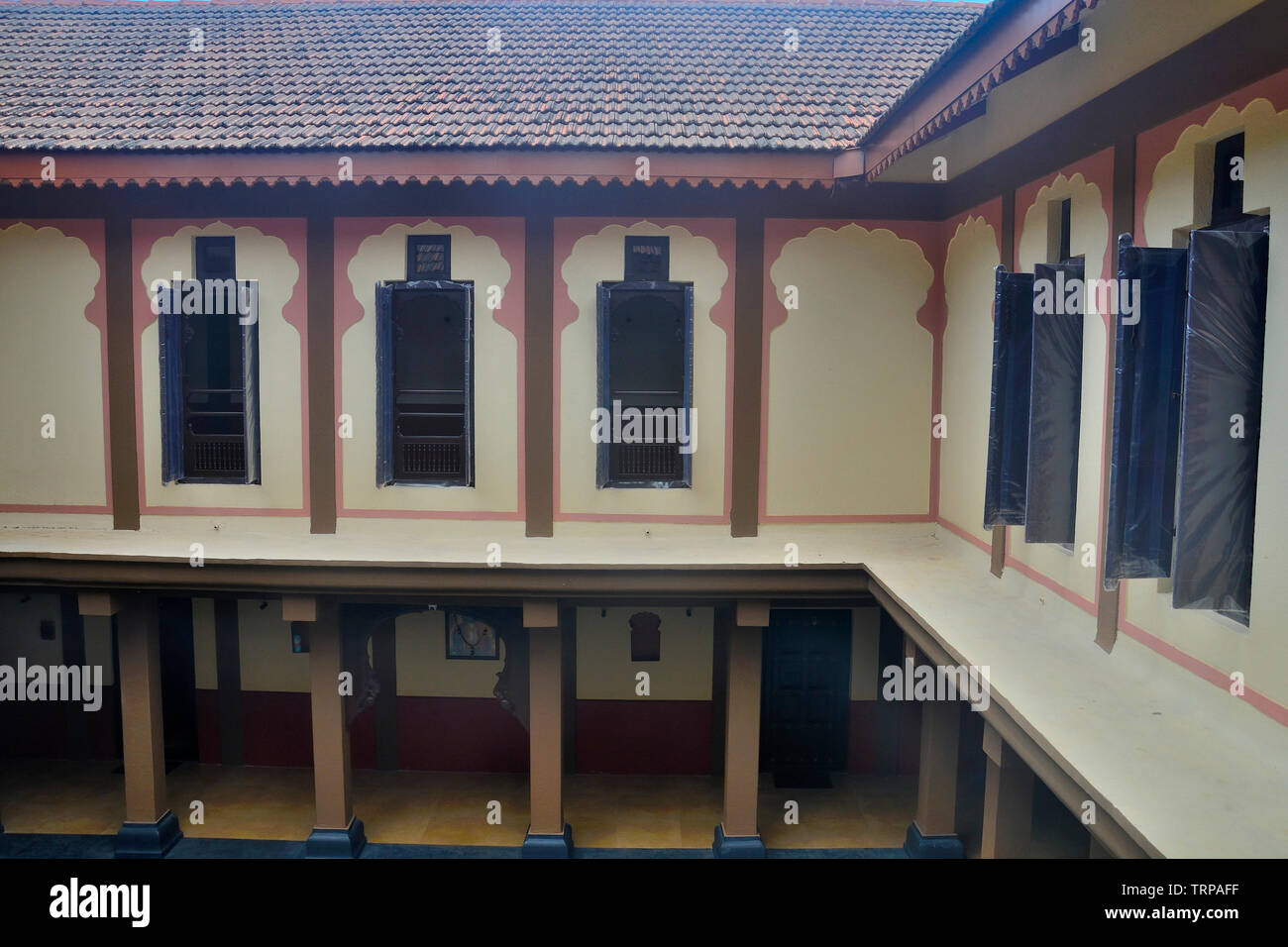 Exterior view of an old house (wada), named Dhepewada, Girivan, Near Pune, Maharashtra, India Stock Photo