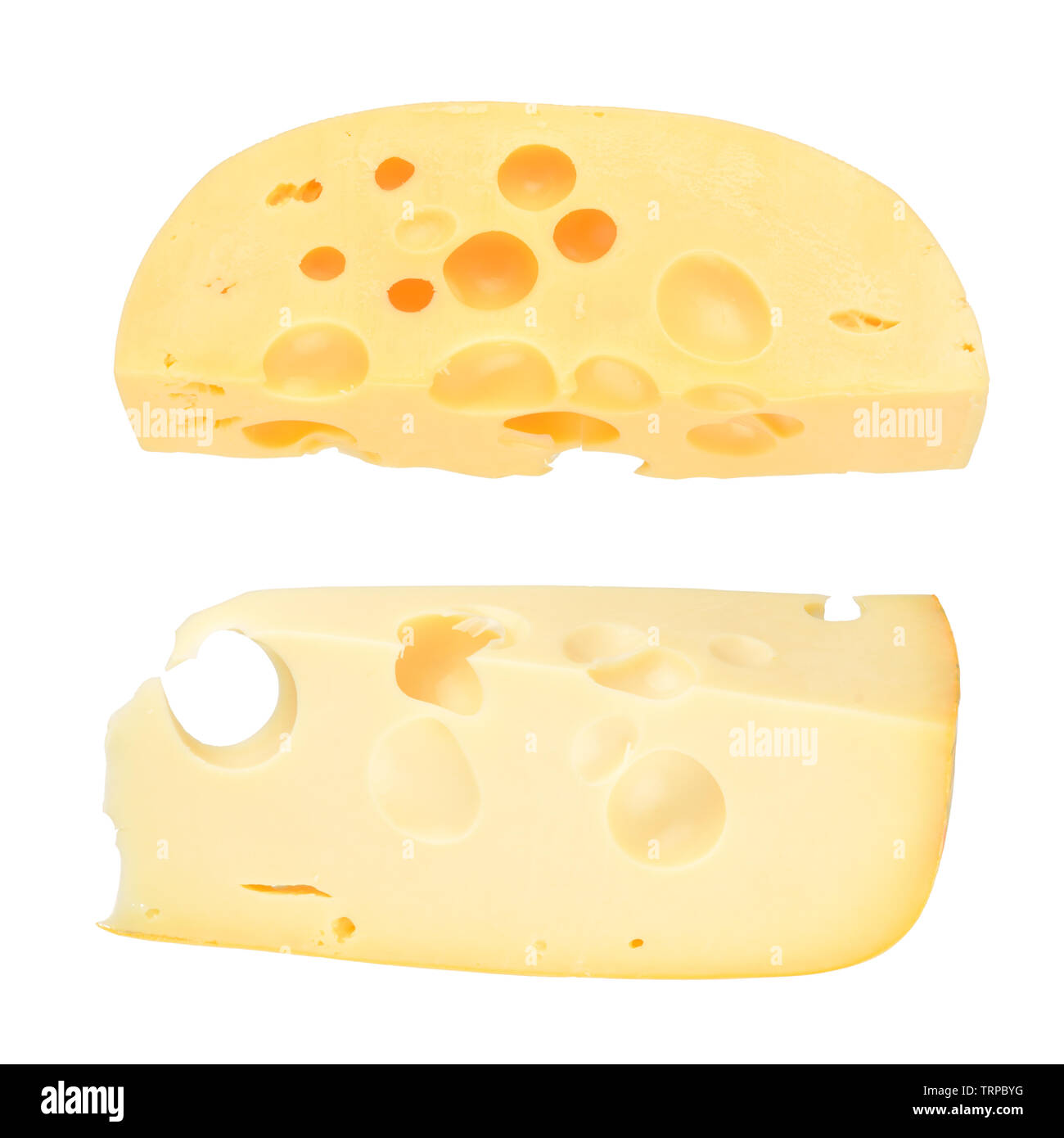 Swiss cheese isolated on white background Stock Photo Alamy