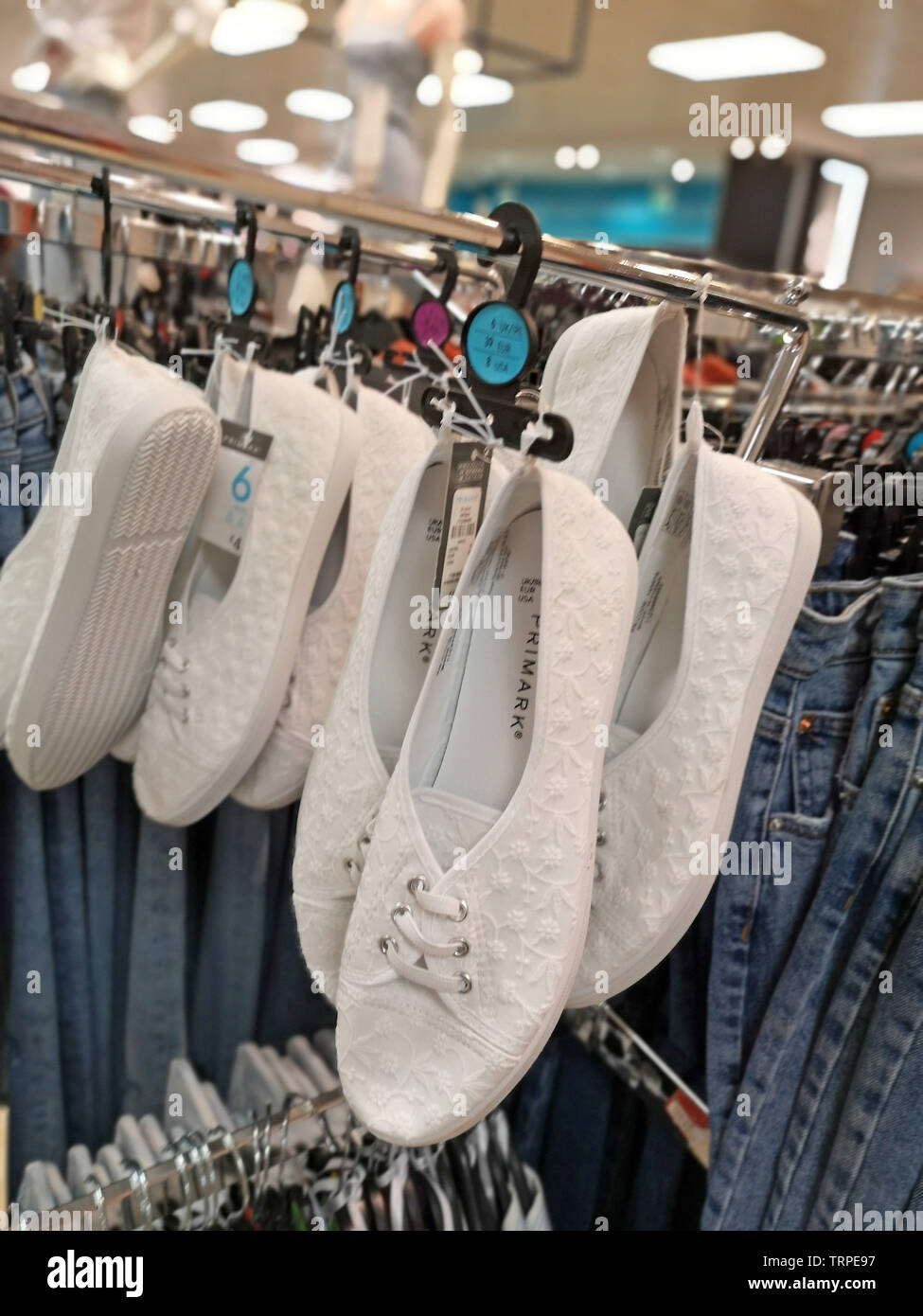 Cheap plastic shoes on sale at Primark in West London on 9 June 2019 Stock  Photo - Alamy