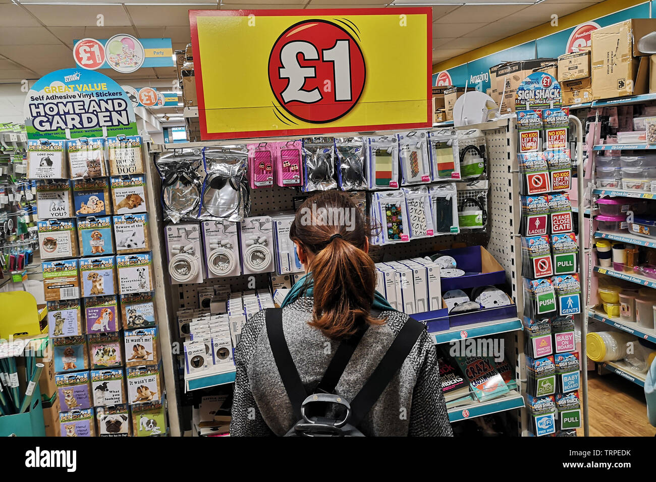 Cheap goods on sale in a Poundland store in West London on June 9, 2019  Stock Photo - Alamy