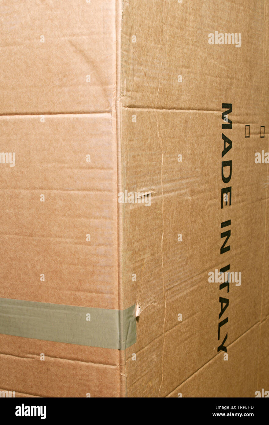 made in italy printed on cardboard box Stock Photo