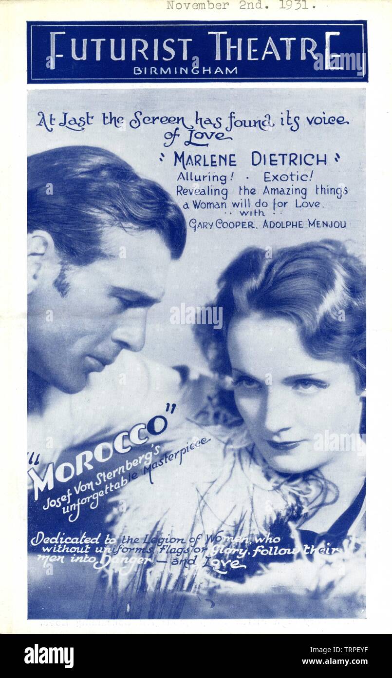 Marlene Dietrich And Gary Cooper In Morocco 1930 Director Josef Von