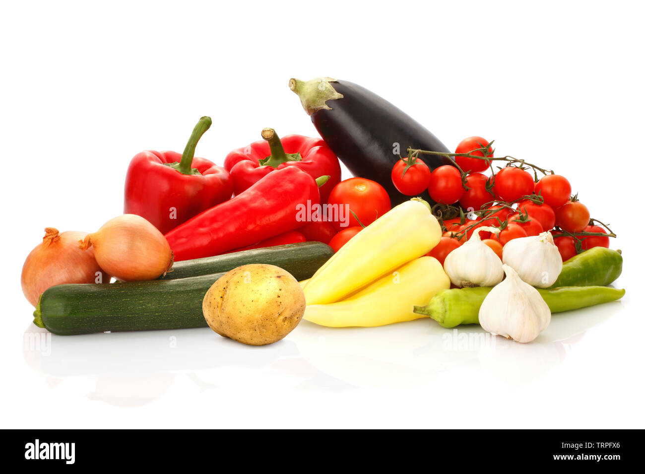 Various vegetables isolated over a white background. Stock Photo