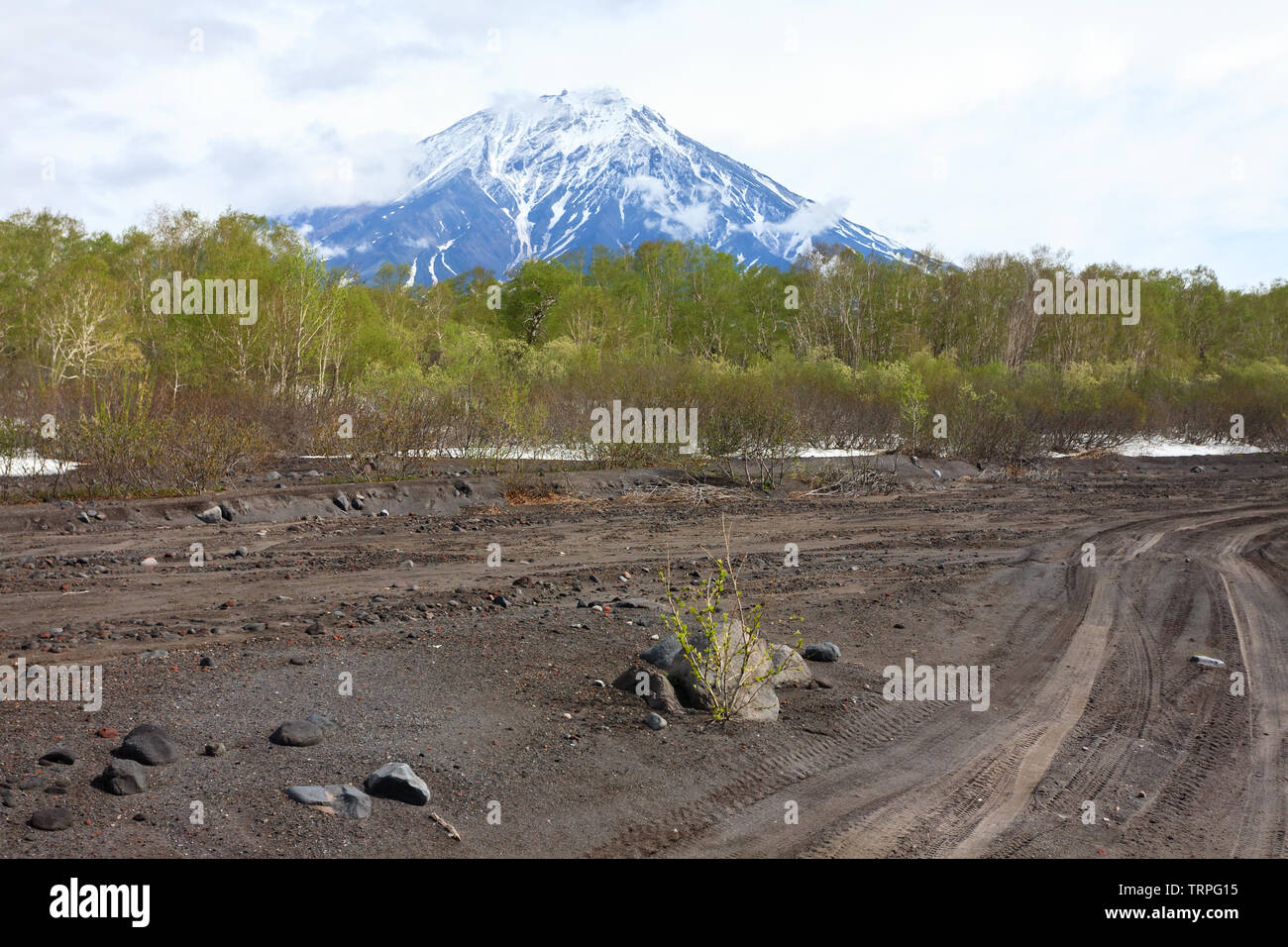 View Of The Volcano Koryaksky In Overcast Weather Kamchatka Peninsula Russia Stock Photo Alamy