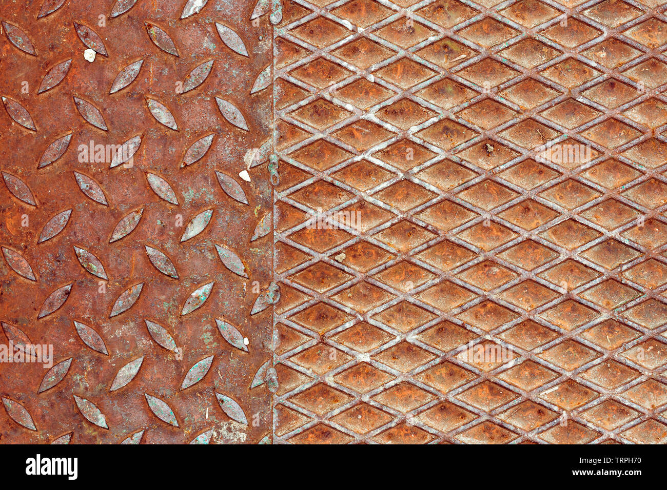 Rusty metal anti-skid surface texture, abstract industrial background Stock Photo