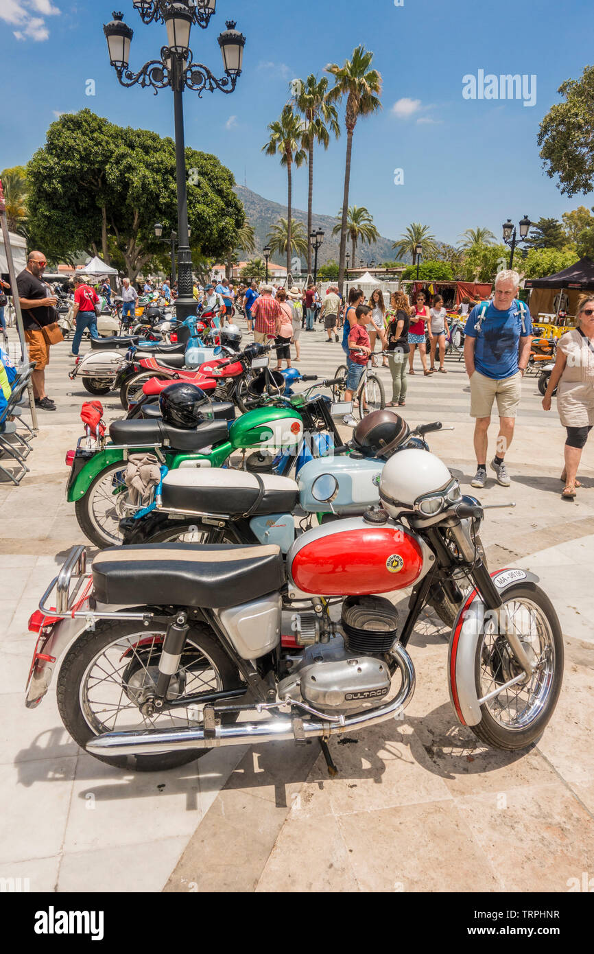 Classic bikes on display at an annual Classic motorcycle meeting in