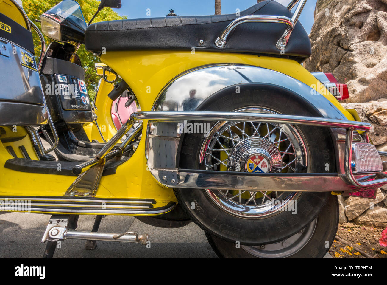 Spare wheel of an old classic Vespa Scooter, Spain Stock Photo Alamy