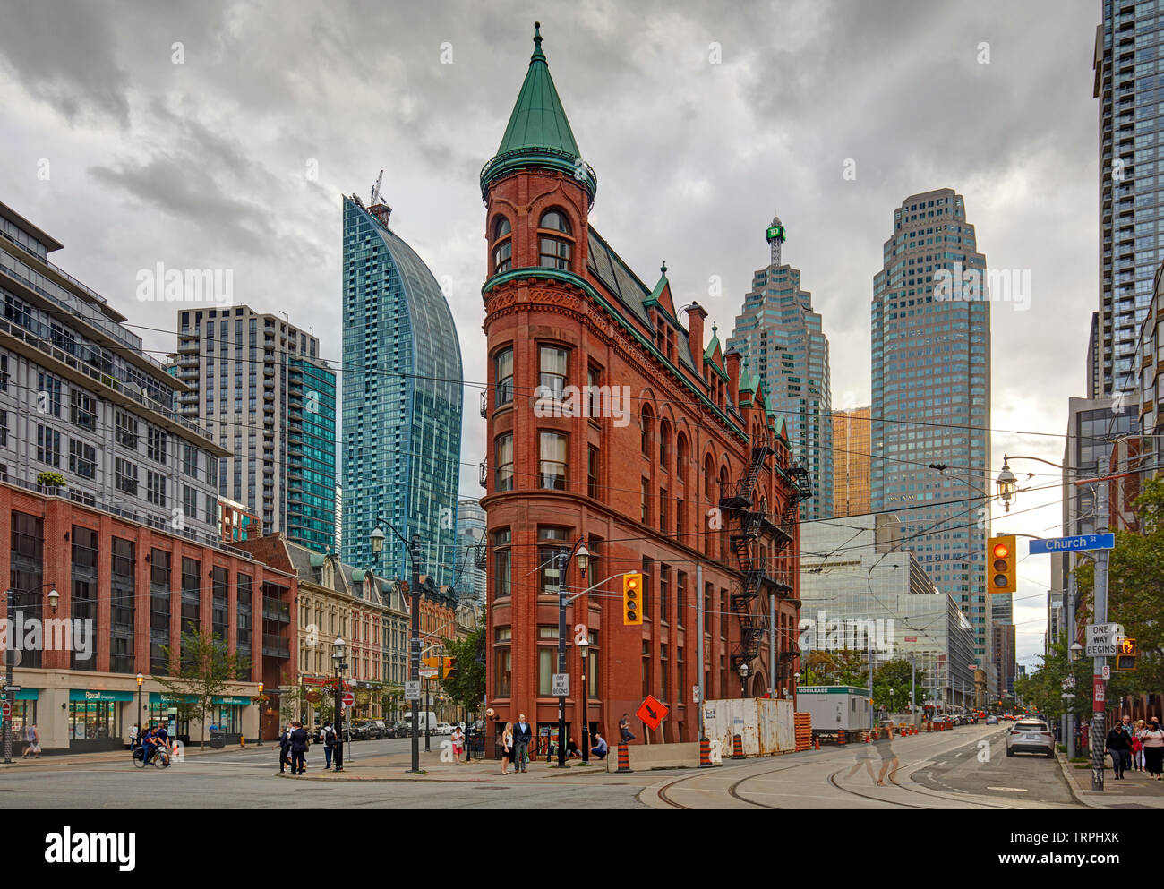 Gooderham Building, also known as the Flatiron Building, in Toronto, Canada Stock Photo