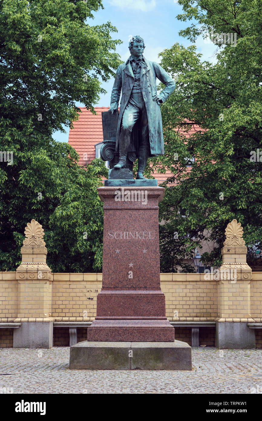 Monument of Karl Friedrich Schinkel in Neuruppin Stock Photo