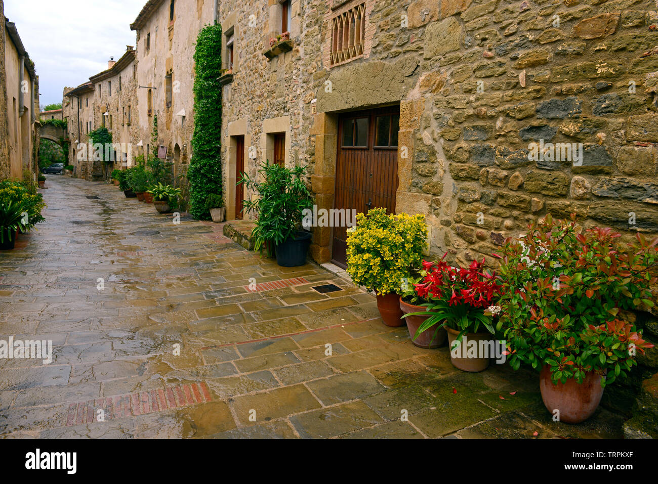 Village of Monells in the Costa Brava region Catalonia Spain Stock Photo