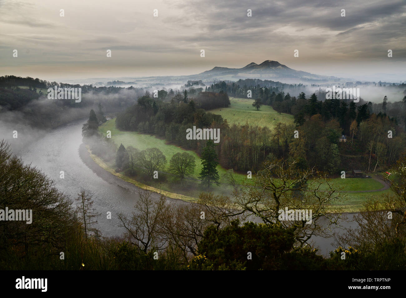 The Eildon Hills viewed from Scott's View above the River Tweed at ...