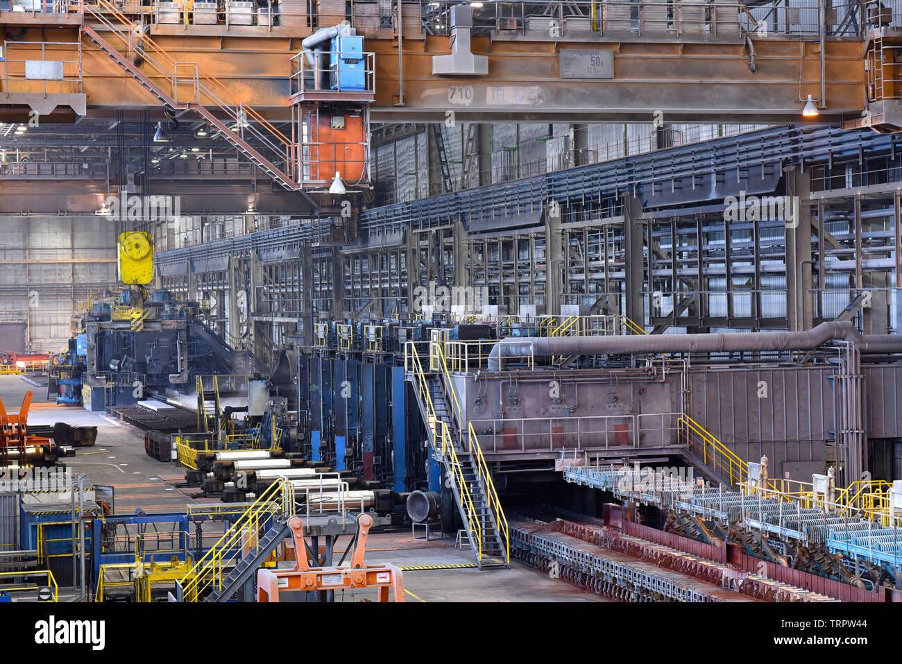 industrial plant for the production of sheet metal in a steel mill Stock Photo