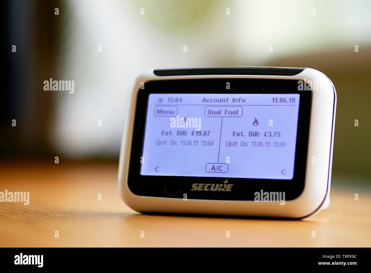Smart Meter on cabinet showing energy readings Stock Photo