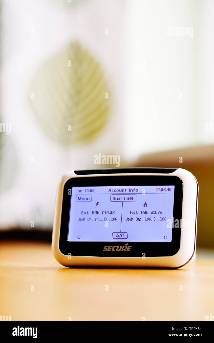 Smart Meter on cabinet showing energy readings Stock Photo