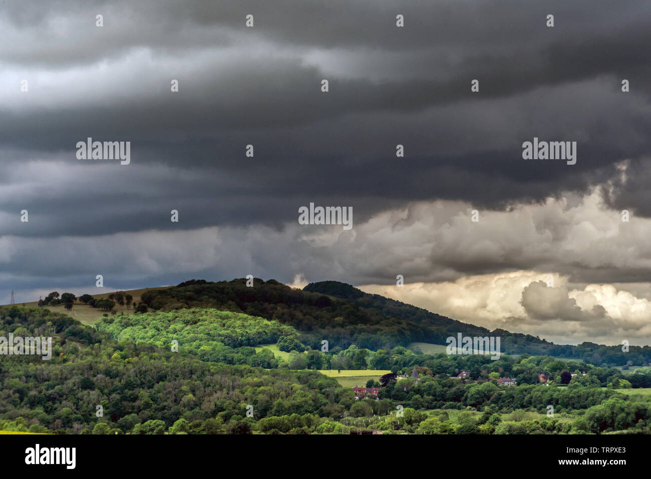 South Downs, UK. 11th June, 2019. Changeable weather conditions on the South Downs near Lewes today Credit: Andrew Hasson/Alamy Live News Stock Photo