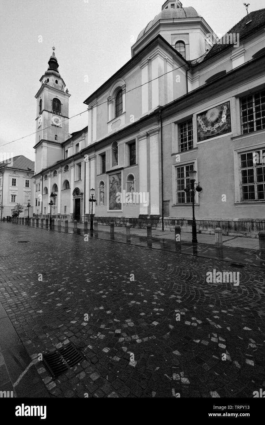 Exterior view of St Nicholas Church, Ljubljana Cathedral, Ljubljana city, Slovenia, Europe Stock Photo