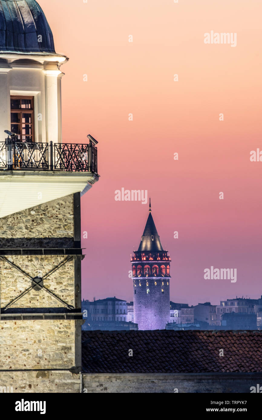 Maiden's Tower and Galata Tower, Istanbul Turkey Stock Photo - Alamy