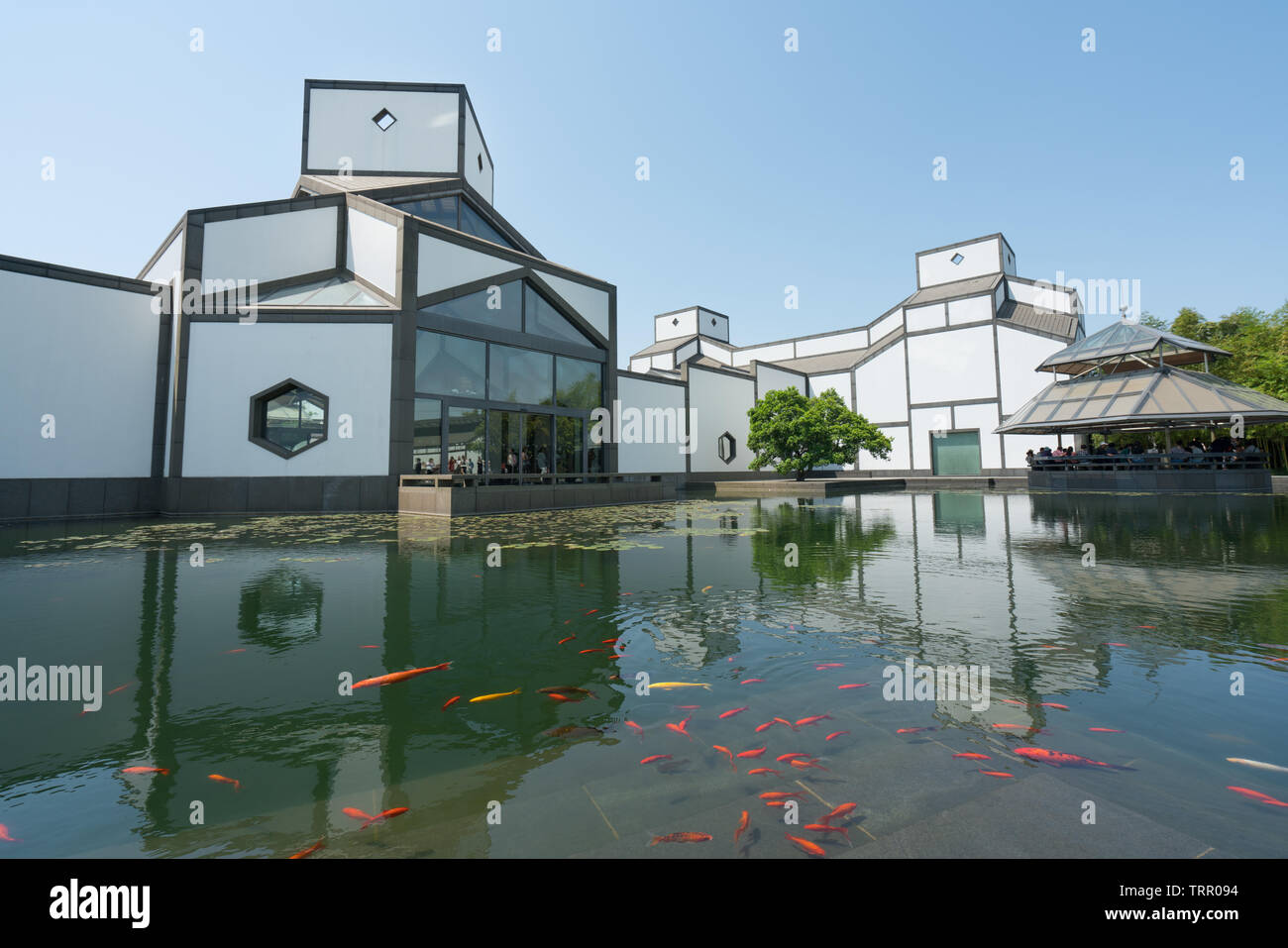 Suzhou museum scenery,designed by I M Pei. Stock Photo