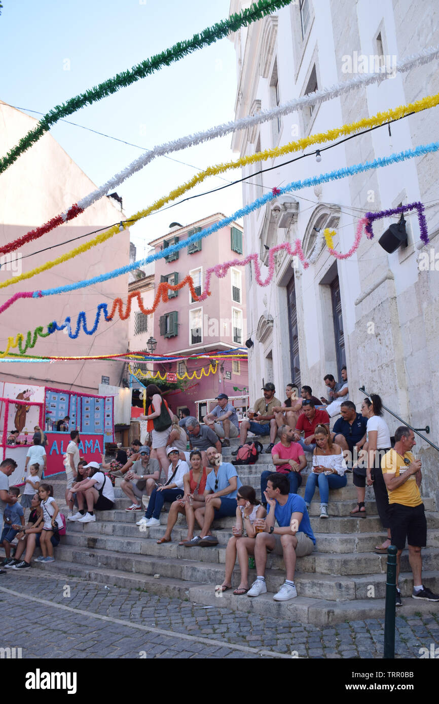 Alfama during the annual Feast of St Anthony aka Lisbon Sardine