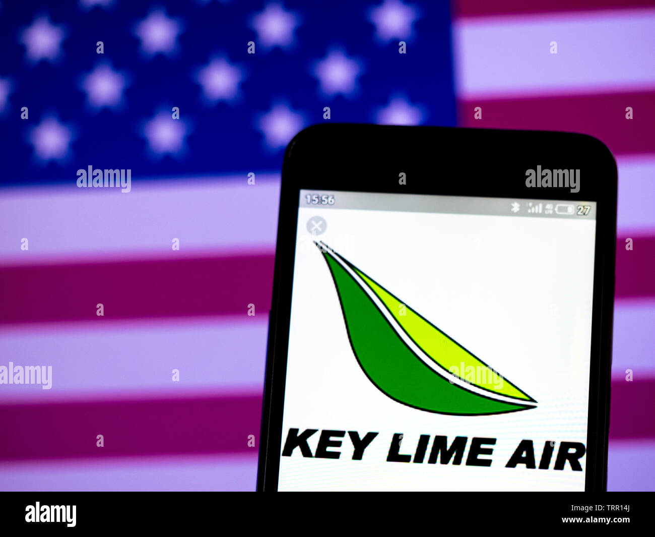 In this photo illustration the Key Lime Air logo is seen displayed on a smartphone Stock Photo