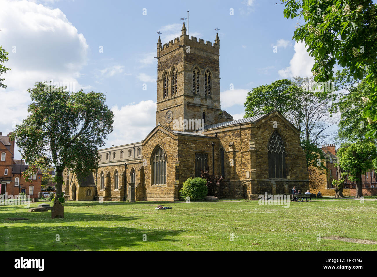 The Anglican church of St Giles, the earliest parts of which date from 12th century; Northampton, UK Stock Photo