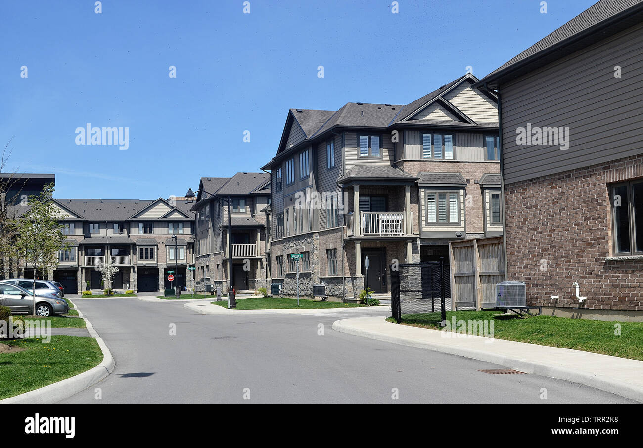 A new beautiful subdivision on the lake Ontario in Hamilton Canada in the spring of 2019 in nice sunshine Stock Photo
