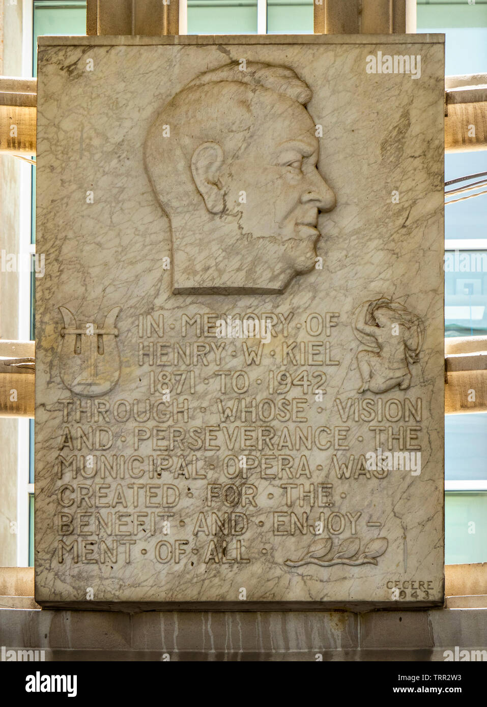 Stone Plaque Memorial To Henry W Kiel At The Muny St Louis Municipal stone-plaque-memorial-to-henry-w-kiel-at-the-muny-st-louis-municipal