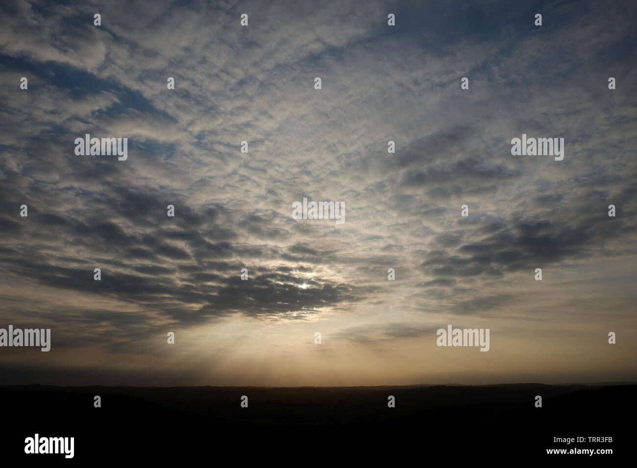 Evening sky over Beeley Moor, Derbyshire, England Stock Photo