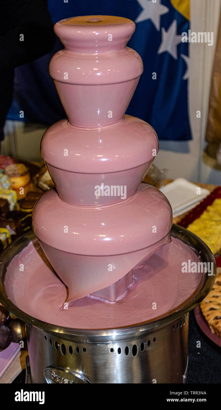 Chocolate fountain Stock Photo