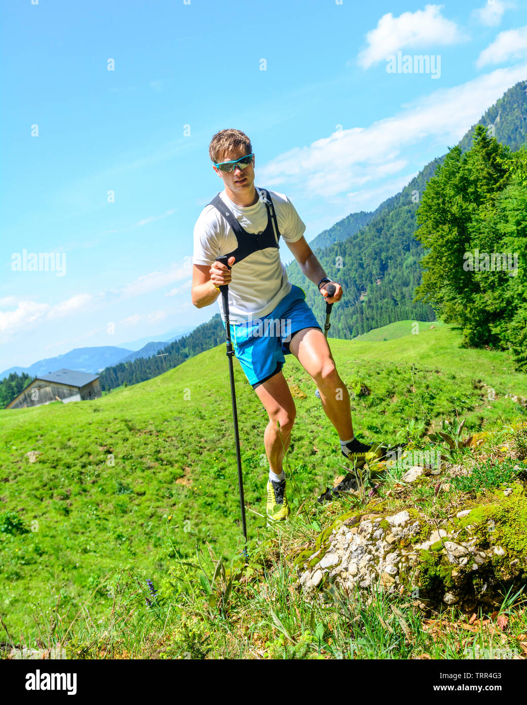 Arduous Trail Running Exercise In Alpine Region Stock Photo Alamy