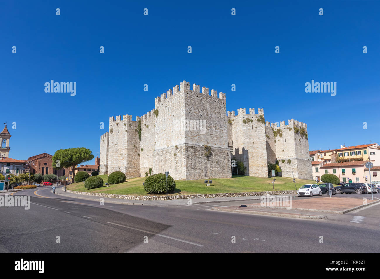 Castello dell'Imperatore - medieval castle with crenellated walls and towers built for emperor Frederick II in Prato, Italy Stock Photo