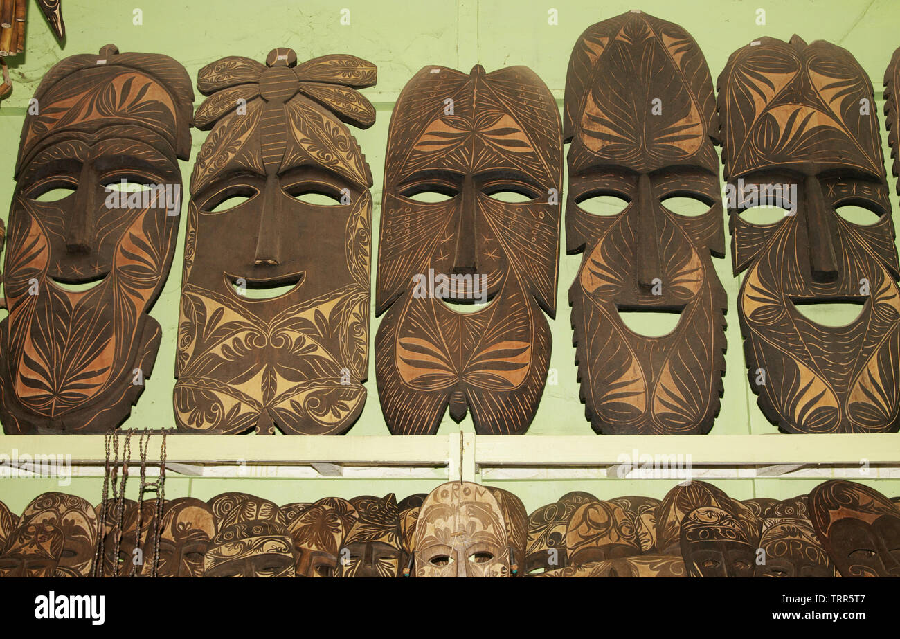 Made in Coron, Palawan, masks of native designs are on sale as island