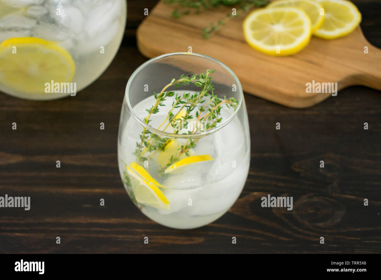 Lemon Thyme Gin Spritz Cocktail Stock Photo Alamy