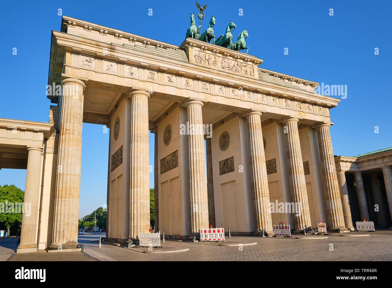 The Brandenburg Gate, Berlins most famous landmark, on a sunny day Stock Photo