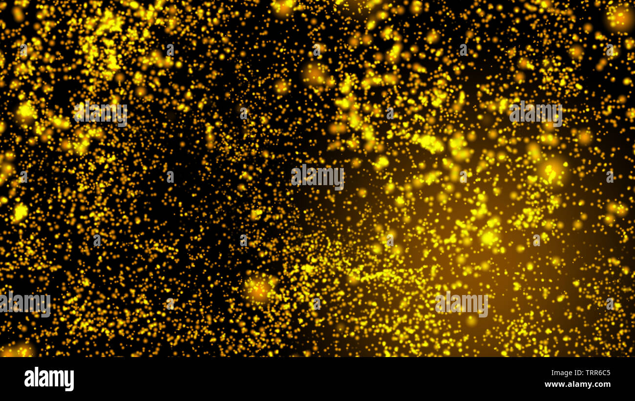 Gold bokeh graphics, 3D science fiction backgrounds of glowing