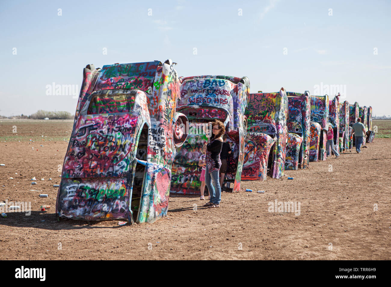 Tourists at Cadillac Ranch, Amarillo, Texas Stock Photo - Alamy