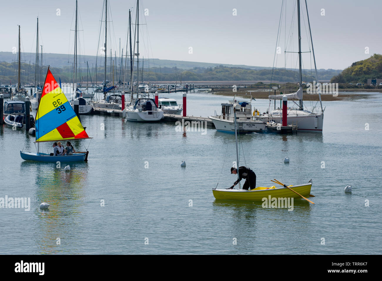 Day boat sailing on the River Yar at Yarmouth on the Isle of Wight