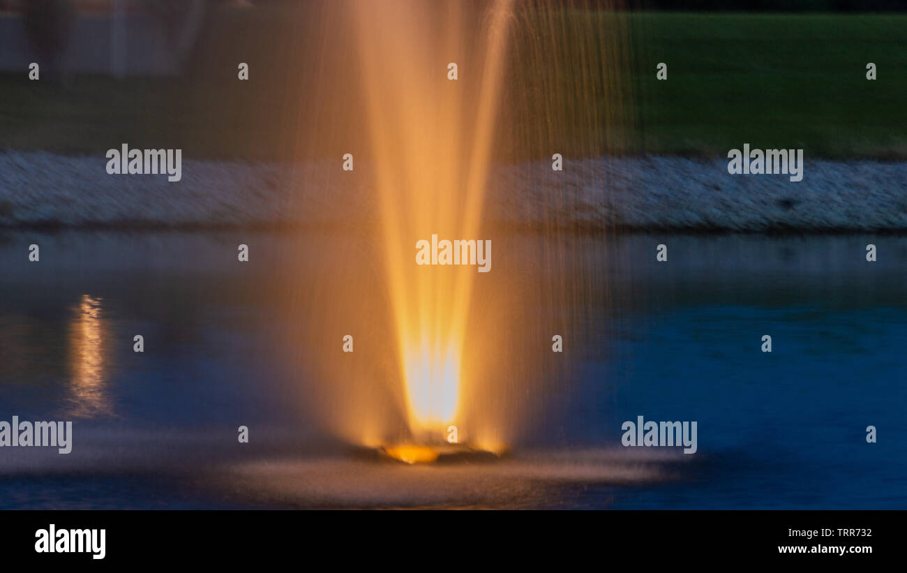 Water Fountain and Light Pillar in Urbandale Iowa Stock Photo Alamy