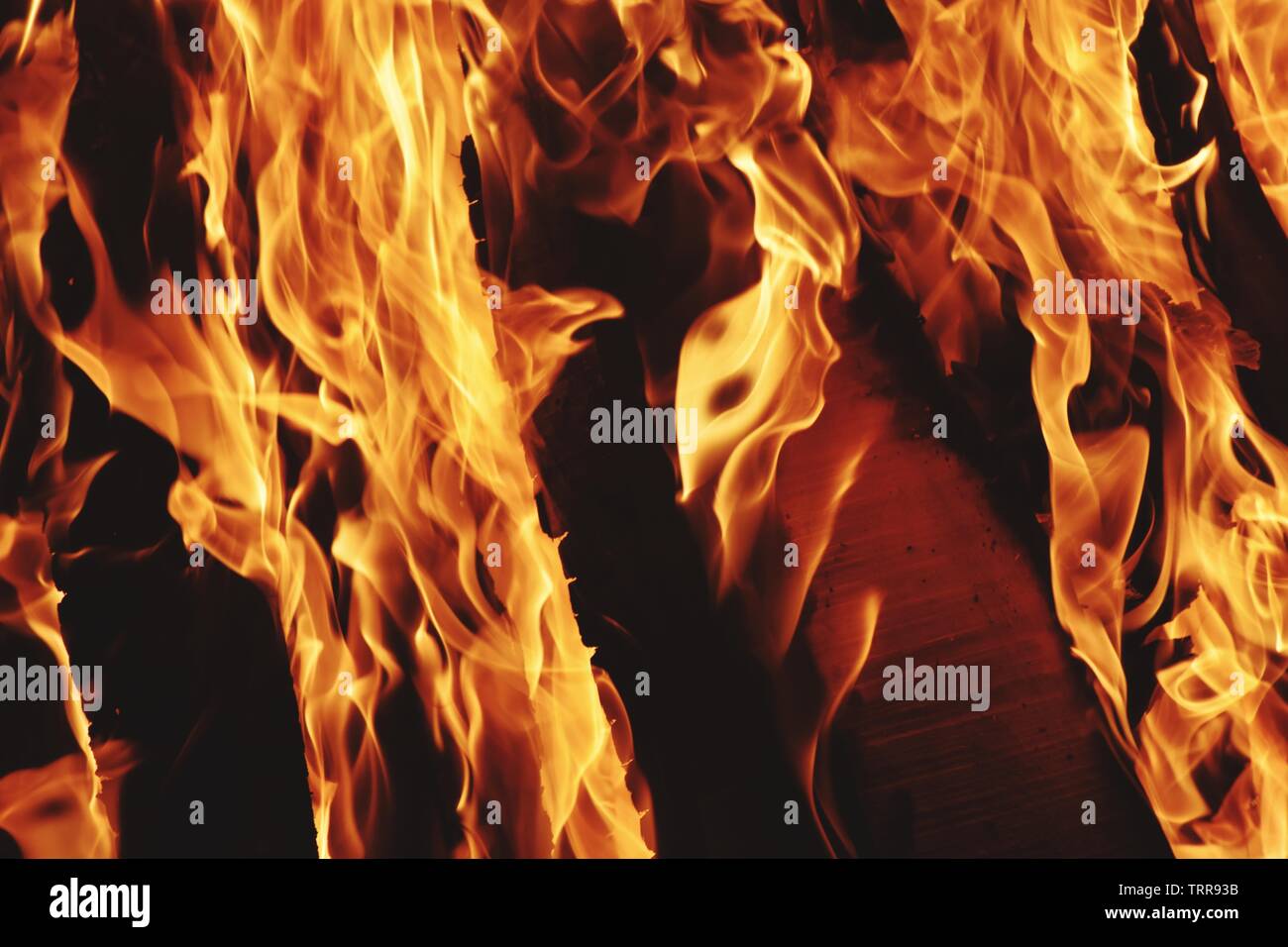 Closeup of Fire at time of festival Stock Photo