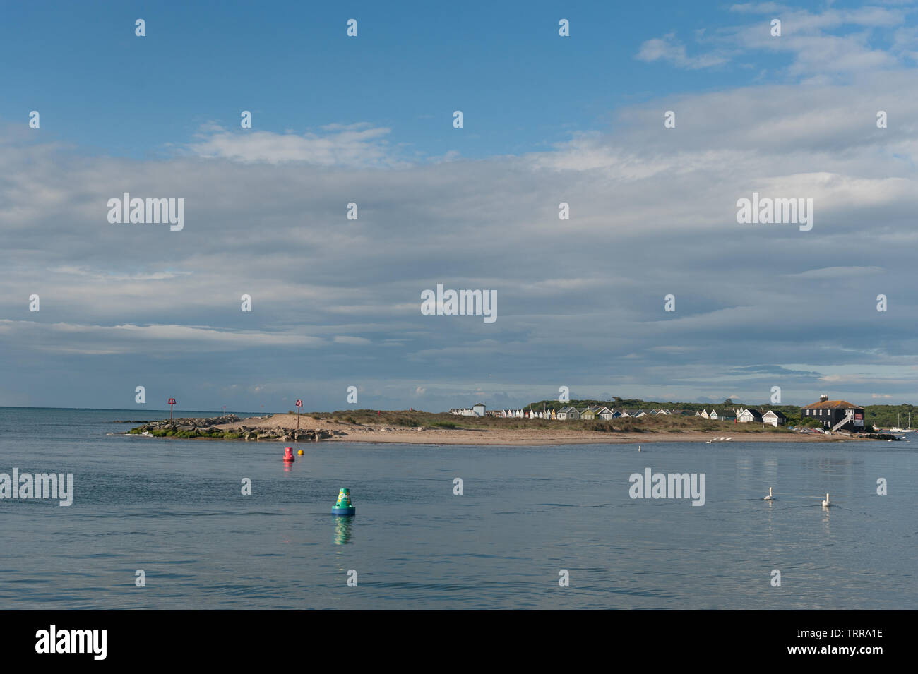 Mudeford bay sea scene  blue sky and clouds summer holiday Stock Photo